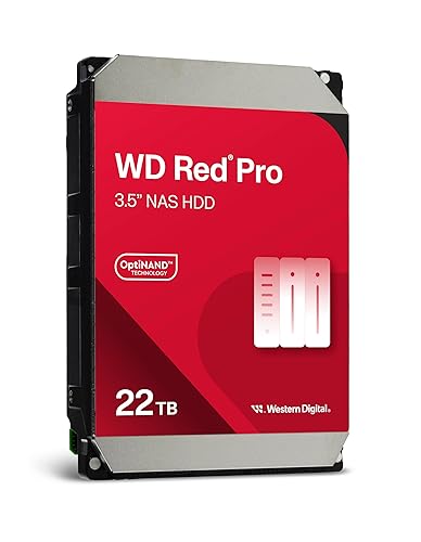 Western Digital 22TB WD Red Pro NAS Internal Hard Drive HDD - 7200 RPM, SATA 6 Gb/s, CMR, 512 MB Cache, 3.5" - WD221KFGX 22TB Red Pro