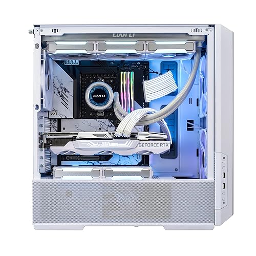 LIAN LI LANCOOL 216 E-ATX PC Case, Airflow Focus RGB Gaming Computer Case with All-Around Mesh Panels, 2x160mm & 1x140mm PWM Fans Pre-Installed and Innovative Rear PCIe Fan Bracket Chassis (White)