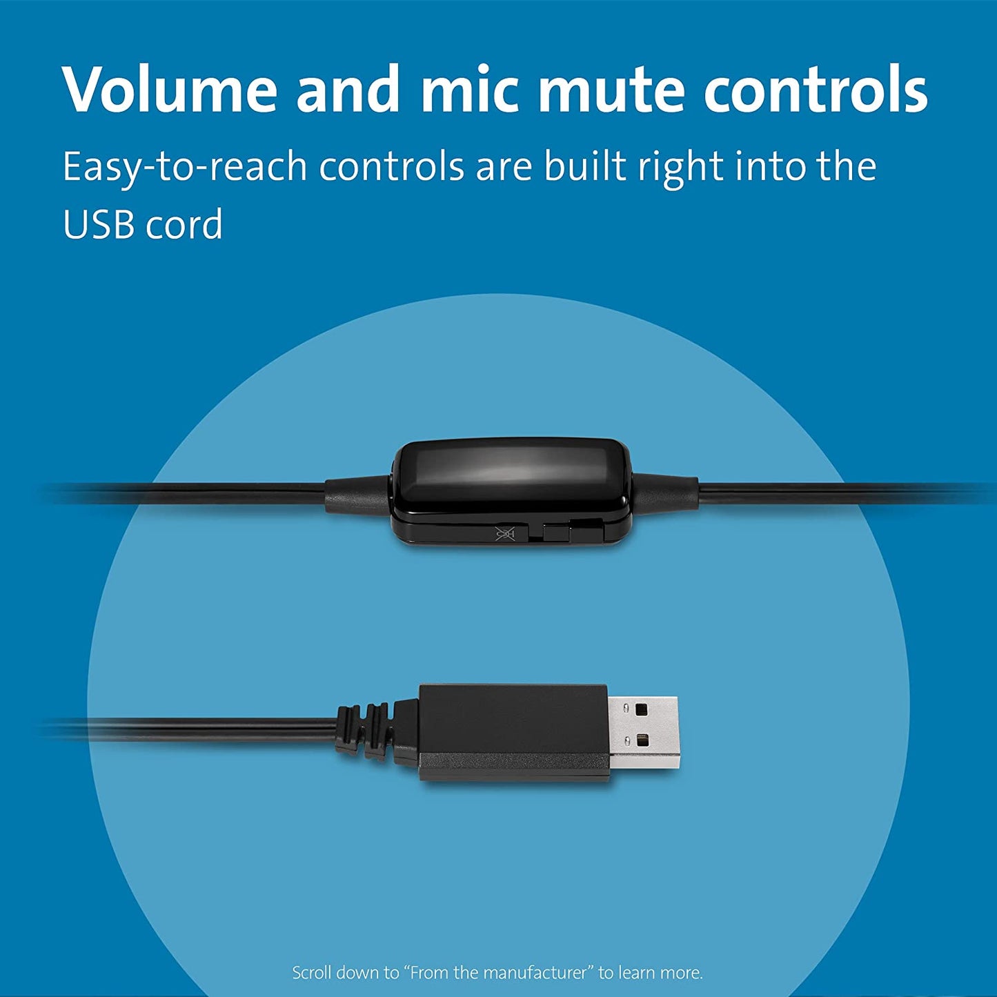 Kensington Hi-Fi USB Headphones with Mic & Volume Control Button (K33065WW)