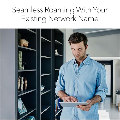 NETGEAR WiFi 6 Mesh Range Extender (EAX17) – Add up to 1,500 sq. ft. and 20+ Devices with AX3000 Dual-Band Wireless Signal Booster & Repeater (up to 3.0Gbps Speed) – WPA Security, Smart Roaming