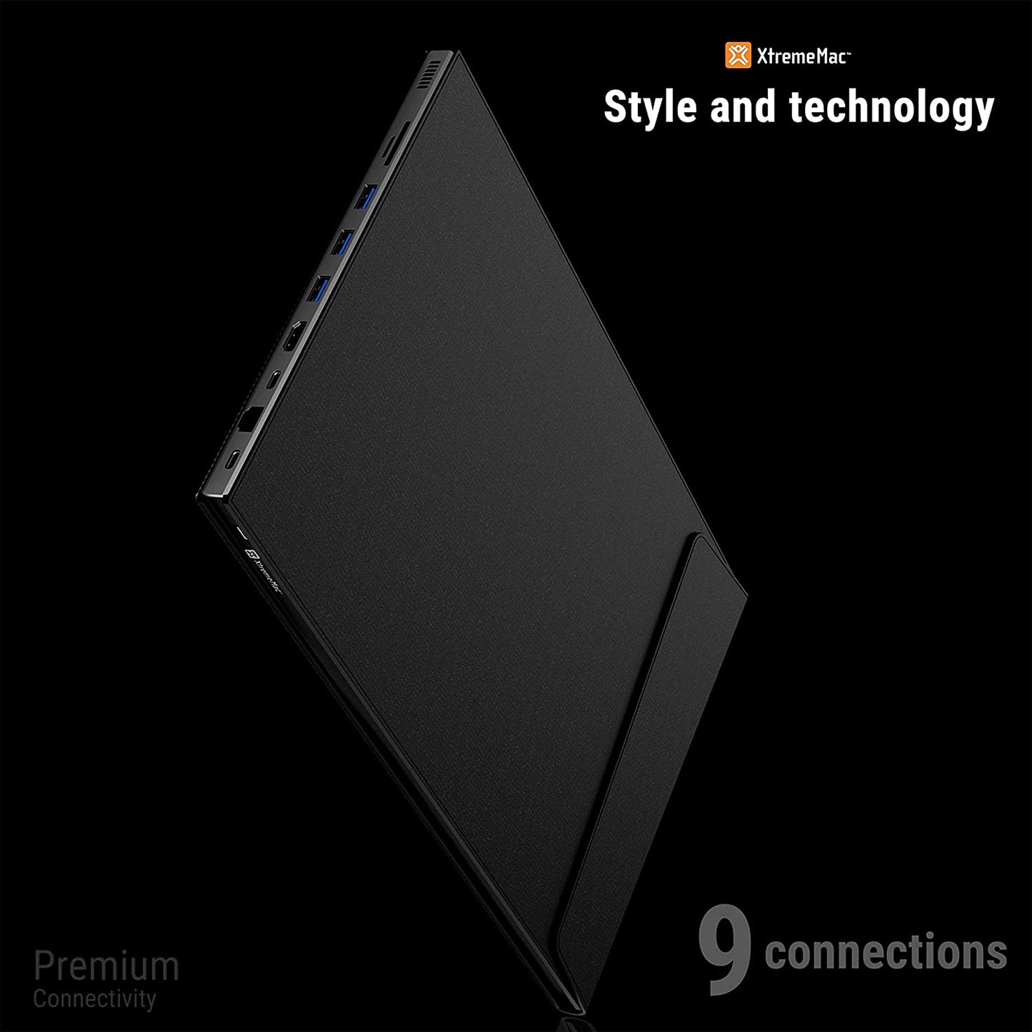 XtremeMac Sleeve - Portable MacBook Pro 13 Sleeve with Integrated USB C hub, 9 Connections - high-end multiport Adapter with 1x Ethernet, 3X USB 3.0, 2X USB-C, 1x 4K HDMI, SD / TF Card Reader