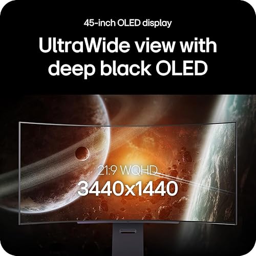 LG Ultragear™ 45GX90SA - 45-inch OLED 240Hz 0.03ms WQHD Curved Smart Gaming Monitor webOS/AI Personalized Picture Wizard/USB-C PD 65W / HDMI 2.1 / NVIDIA® G-SYNC® / AMD FreeSync™ Premium/Black White 45" WQHD 3440 x 1440 240 Hz