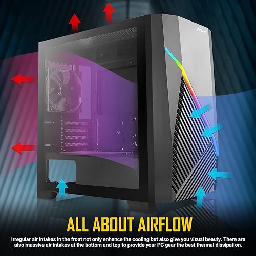 Antec Constellation Series Draco 10 Mini-Tower M-ATX Gaming Case, 360mm GPU Compatibility, Massive Air Intakes, ARGB Lighting Bar & 6 x 120mm Fan Support