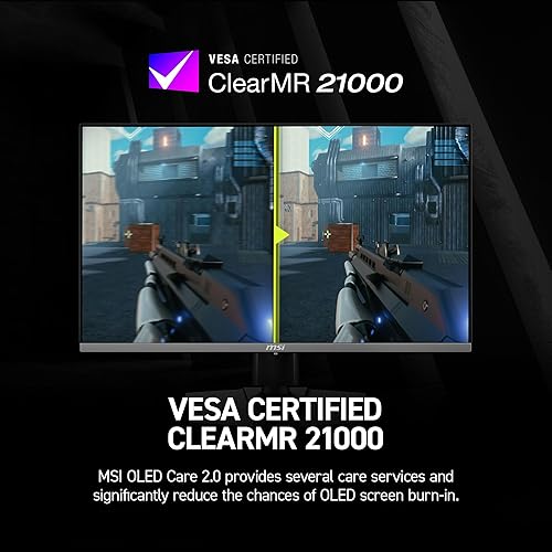 MSI MAG 272QP QD-OLED X50 27-inch 2560 x 1440 (QHD) Gaming Monitor, 500Hz, Adaptive-Synch, HDR Ready, HDMI, VGA Port,VESA Mountable, Tilt, 4-Side Slim Bezel, 0.03ms, White