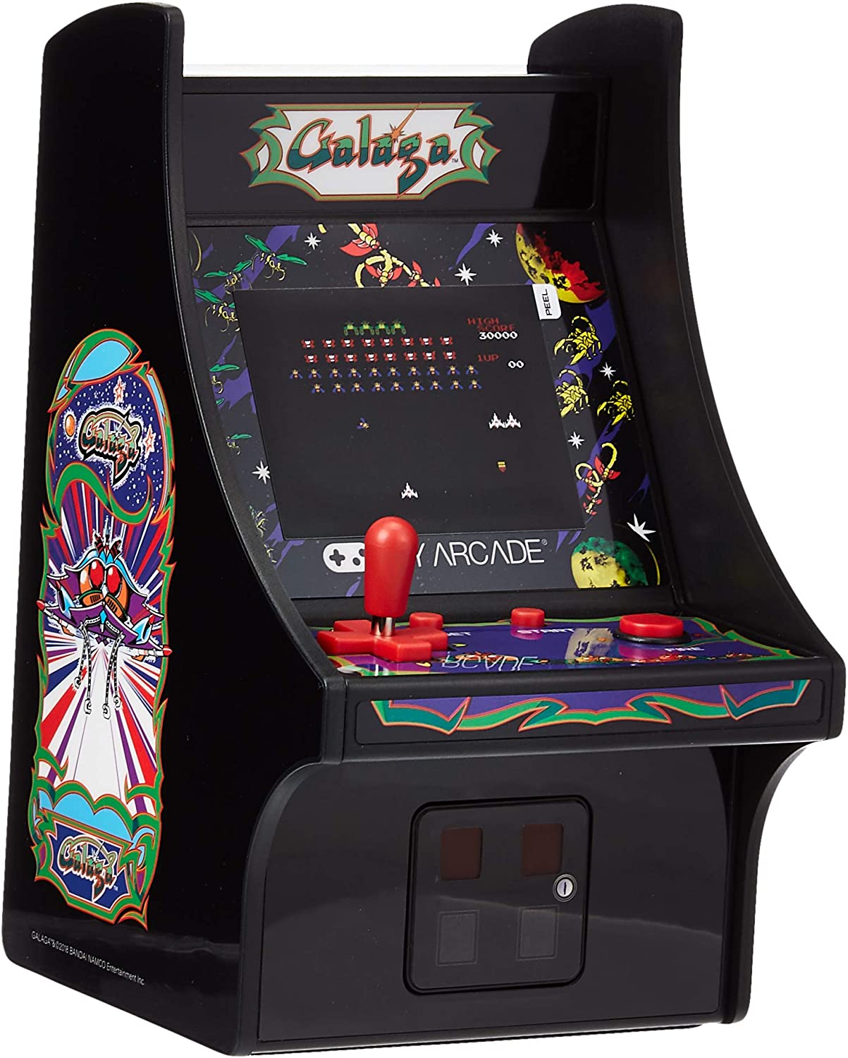 My Arcade Micro Player Mini Arcade Machine: Galaga Video Game, Fully Playable, 6.75 Inch Collectible, Color Display, Speaker, Volume Buttons, Headphone Jack, Battery or Micro USB Powered