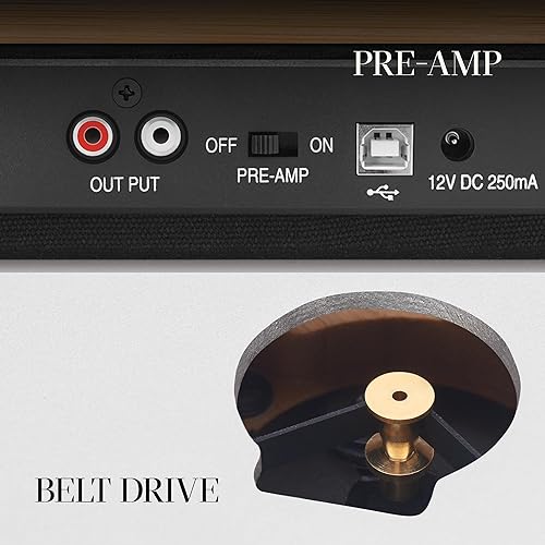House of Marley Stir It Up Turntable: Vinyl Record Player with 2 Speed Belt, Built-in Pre-Amp, and Sustainable Materials Black