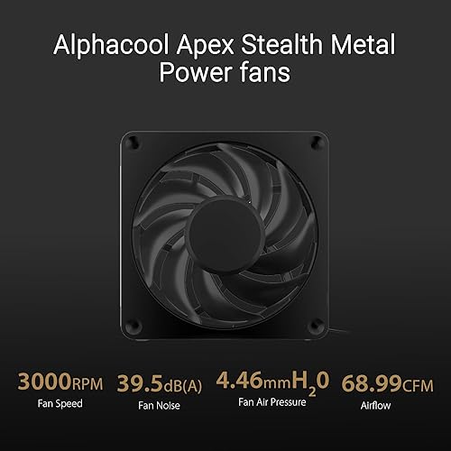 ASUS ProArt LC 360 all-in-one AIO CPU liquid cooler AMD AM4 AM5 & Intel LGA 1700, 1200, 115X support, with illuminated system status meter and three matte black Alphacool Apex Stealth Metal Power fans