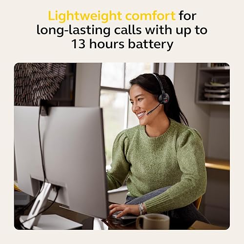 Jabra Engage 55 SE (Second Edition) Single-Ear Wireless Headset w/Charging Stand and Link 400 USB-A DECT Adapter – Works with All UC Platforms Like Google Meet & Zoom, Black
