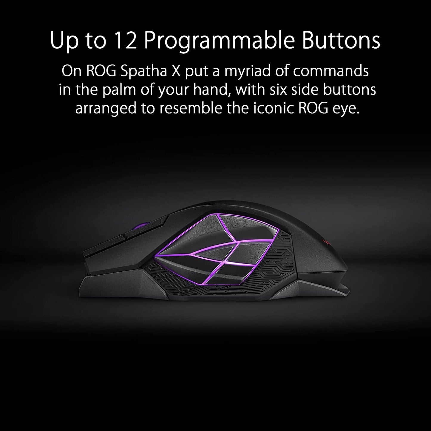 ASUS ROG Spatha X Wireless Gaming Mouse (Magnetic Charging Stand, 12 Programmable Buttons, 19,000 DPI, Push-fit Hot Swap Switch Sockets, ROG Micro Switches, ROG Paracord and Aura RGB lighting)