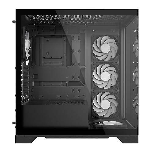 XPG Invader X Mid-Tower Gaming ATX PC Case with Panoramic View, Tempered Glass Panels, and RGB Lighting Black (INVADERXMT-BKCWW)