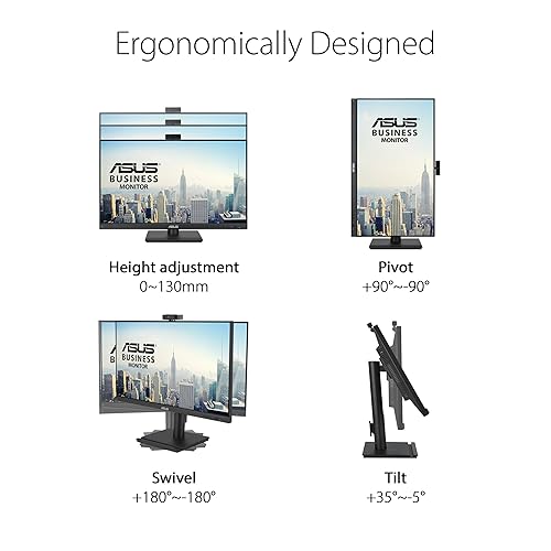 ASUS 24” 1080P Video Conferencing Monitor (BE249QFK) - IPS, 100Hz, Frameless, Full HD Webcam, Mic Array, Speakers, Height Adjustable, Ergonomic Design, Eye Care, Wall Mountable, 3 yr Warranty 24 IPS 100Hz Webcam Mic Array
