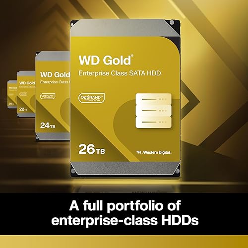 Western Digital 24TB WD Gold Enterprise Class SATA Internal Hard Drive HDD - 7200 RPM, SATA 6 Gb/s, 512 MB Cache, 3.5" - WD242KRYZ