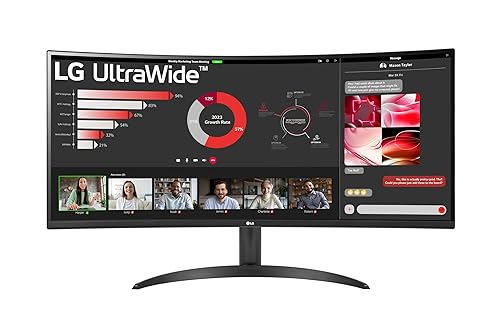 LG 34" UltraWide™ 1800R Curved Monitor with WQHD (3440 x 1440) HDR10 100Hz Refresh Rate USB Type-C Reader Mode Flicker Safe Dynamic Action Sync Height Adjustable 34WR55QK-B, Black