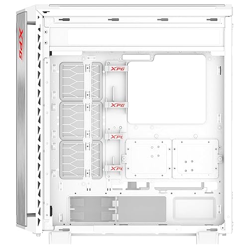 XPG Battlecruiser II Mid-Tower ATX PC Gaming Case: Exoskeleton-Driven, Futuristic Aesthetics, Efficient Airflow, 420mm Radiator Support, GPU Holder, Cable Management, White (BATTLECRUISERIIST-WHCWW)