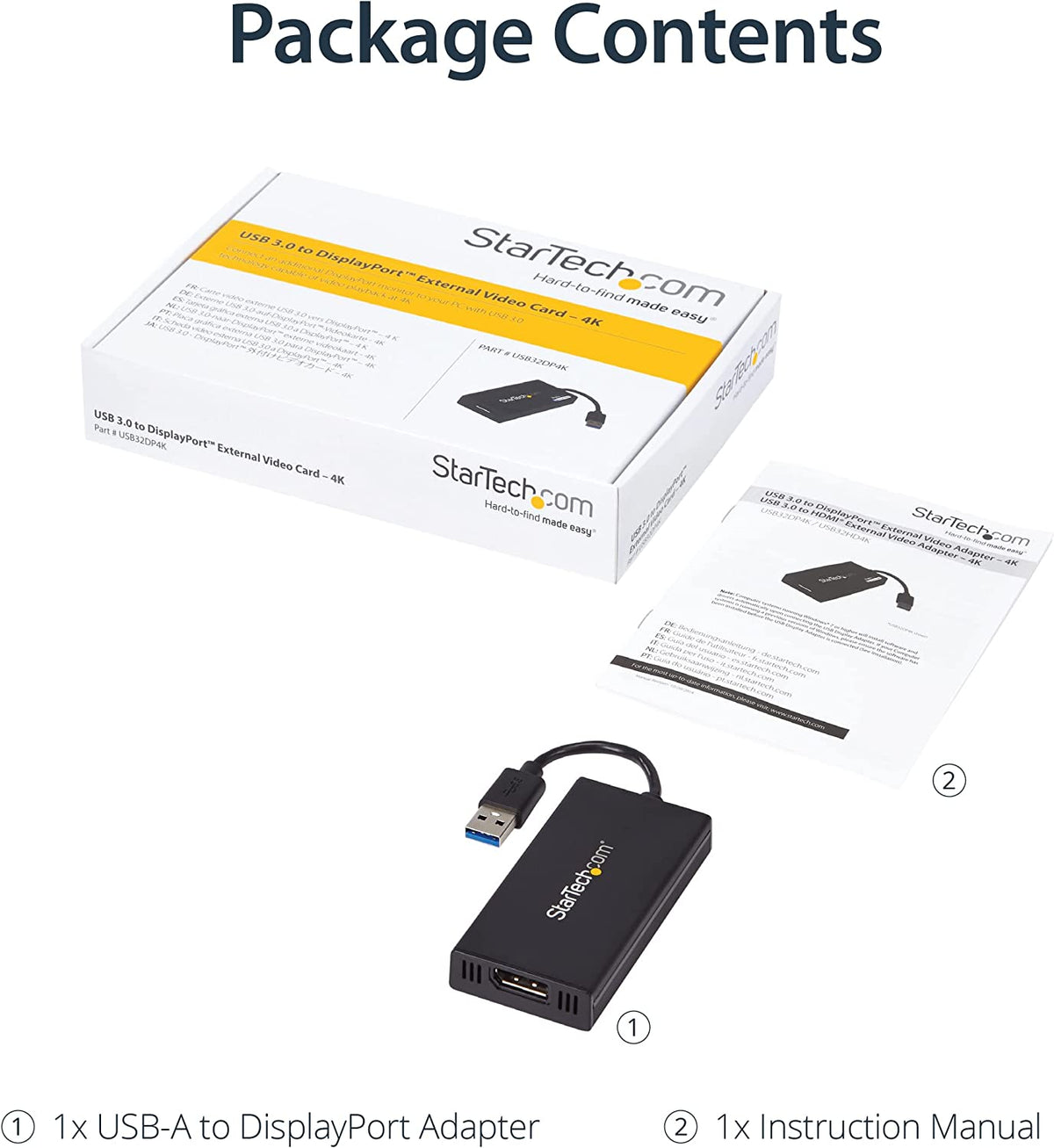 StarTech.com USB 3.0 to DisplayPort Adapter 4K Ultra HD, DisplayLink Certified, Video Converter w/ External Graphics Card - Mac & Windows (USB32DP4K) USB 3.0 to DP 4K (Mac & Win) Adapter