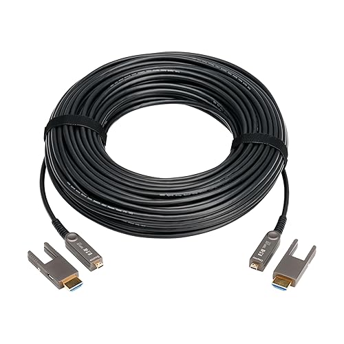 Tripp Lite Long Distance 8K HDMI Fiber Active Optical Cable (AOC), 98 Feet / 30 Meters, Detachable Connectors for Micro-HDMI, UHD 8K@60Hz, HDR, HDCP 2.3, Black (P568FMM-30M-8K6)