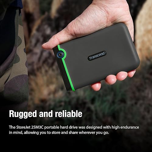 Transcend StoreJet 25M3C 2.5" External Hard Drive 2TB (Dark Grey) (TS2TSJ25M3C) 2TB Type C to Type C Green