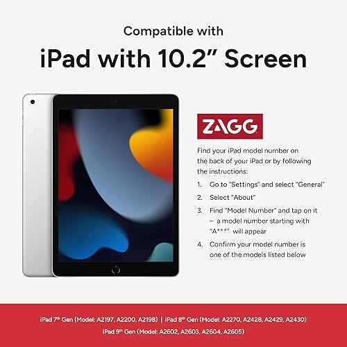 ZAGG - Pro Keys Wireless Keyboard with Trackpad and Detachable Case - Compatible with The Apple iPad 10.2"(Gen 7,8,9) - Charcoal iPad 10.2" w/ Trackpad