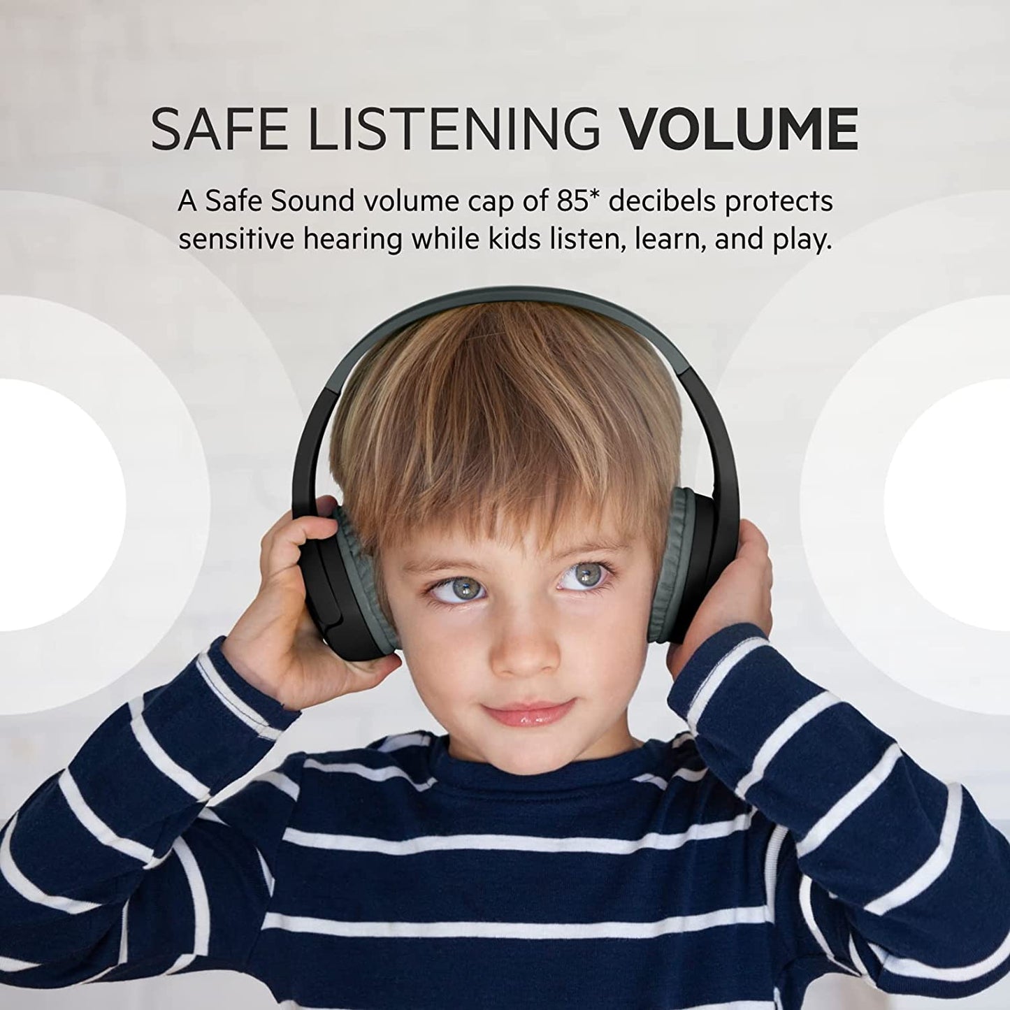 Belkin SOUNDFORM Mini Kids Wireless Headphones with Built in Mic, 30 Hours Playtime, Bluetooth 5.0 or Wired Connection, On Ear Headsets for Travel, School - Compatible with iPads, Galaxy, Tablet–Black Black No Case