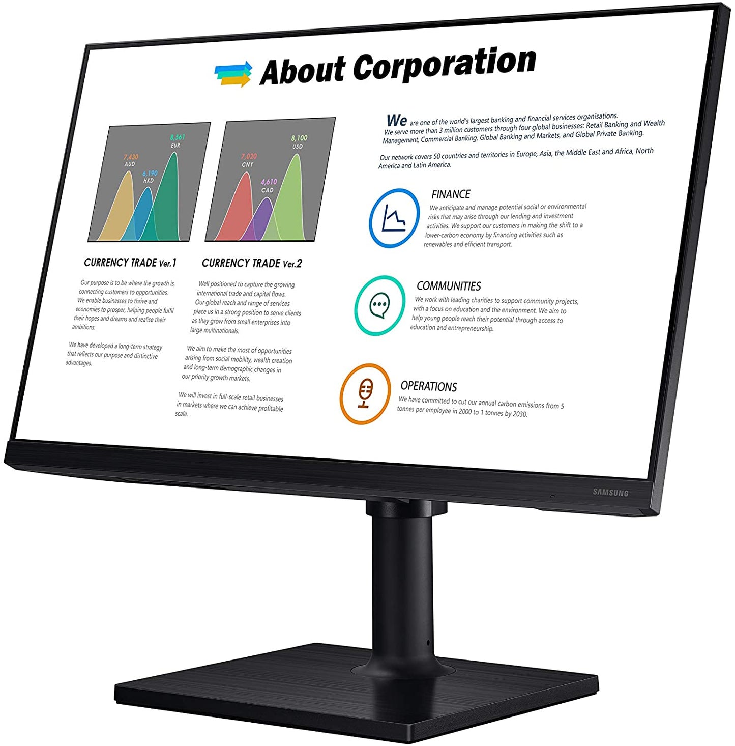Samsung business Samsung FT45 Series 27-Inch FHD 1080p Computer Monitor, 75Hz, IPS Panel, HDMI, USB Hub, Height Adjustable Stand, 3 Yr WRNTY (LF27T450FQNXGO)