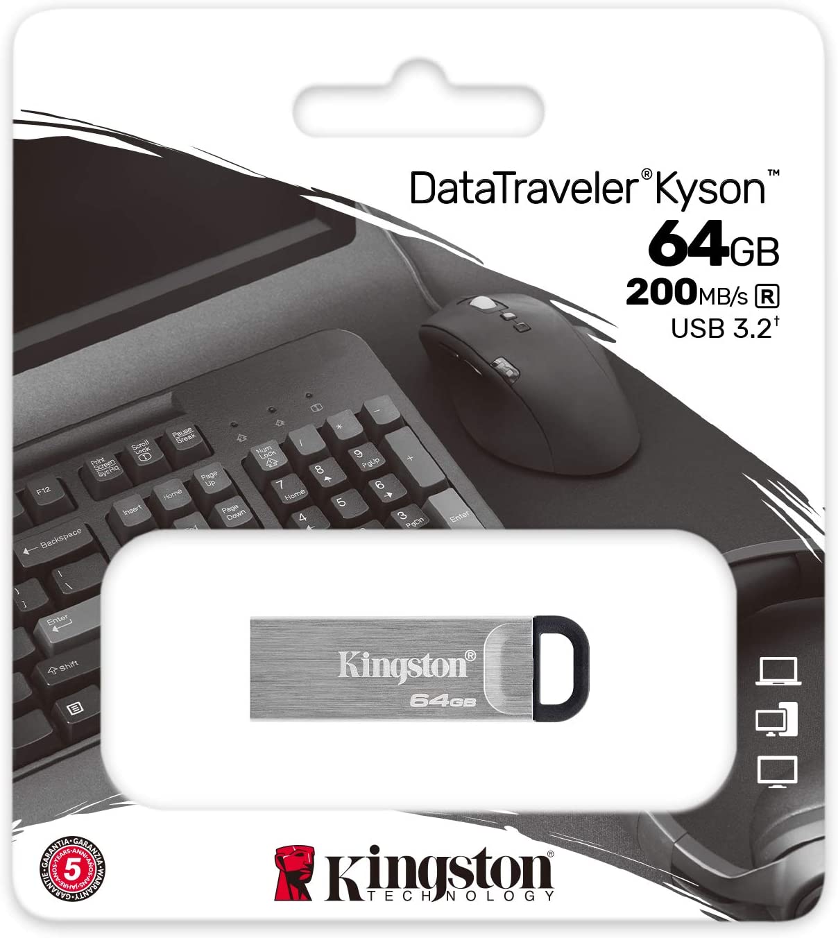 Kingston DataTraveler Kyson 64GB USB 3.2 Metal Flash Drive DTKN/64GB