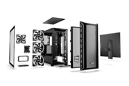 be quiet! Shadow Base 800 FX - ARGB - 4 Light Wings 140mm PWM Fans - Mid-Tower PC Gaming Case - 420mm radiators or E-ATX motherboards Support - Black - BGW63 BGW63 Black