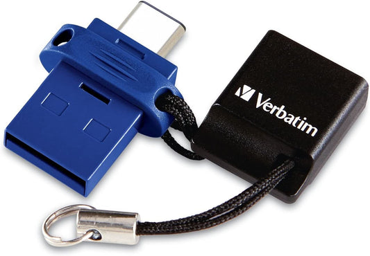 Verbatim Store 'n' Go USB Flash Drive 3.0, Dual USB, USB C and USB A, 64GB, Blue 64 GB