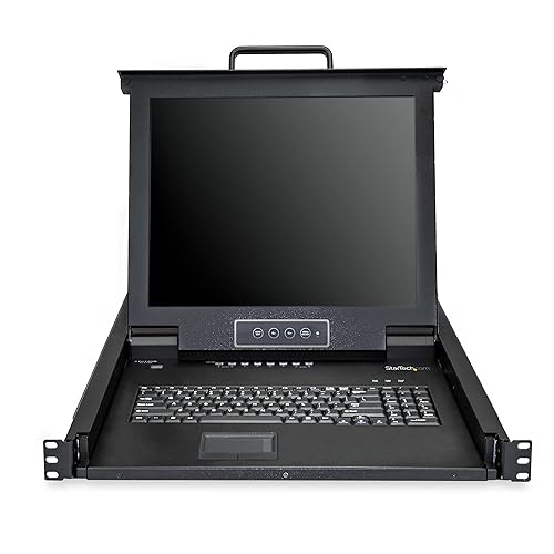 StarTech.com 8 Port Rackmount KVM Console w/ 6ft Cables - Integrated KVM Switch w/ 17 LCD Monitor - Fully Featured 1U LCD KVM Drawer- OSD KVM - Durable 50,000 MTBF - USB + VGA Support (RKCONS1708K)