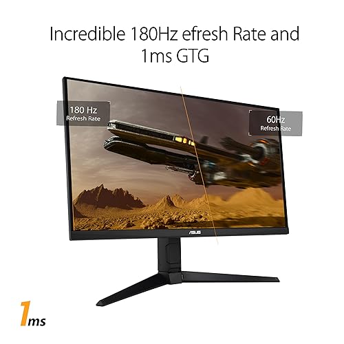 ASUS TUF Gaming 27” 1080P Monitor (VG279QL3A) - Full HD, 180Hz, 1ms, Fast IPS, Extreme Low Motion Blur, FreeSync Premium, G-SYNC Compatible, Speakers, DisplayPort, Height Adjustable, 3 Year Warranty 27 Fast IPS 180Hz G-SYNC Height Adjustable