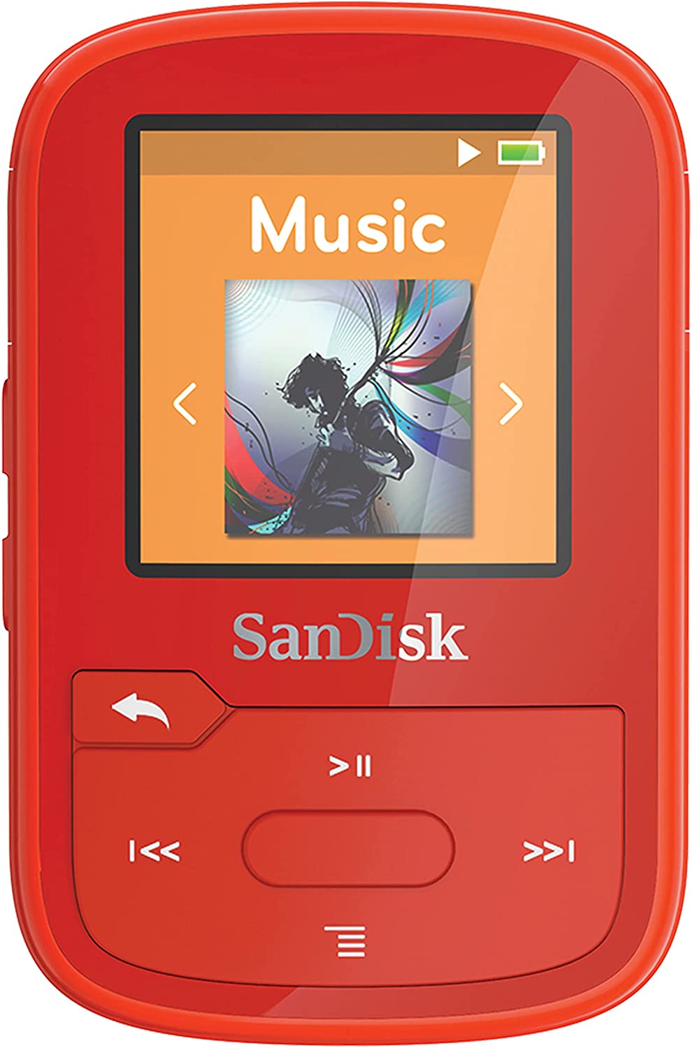 SanDisk 16GB Clip Sport Plus MP3 Player, Red - Bluetooth, LCD Screen, FM Radio - SDMX28-016G-G46R Red 16GB MP3 Player