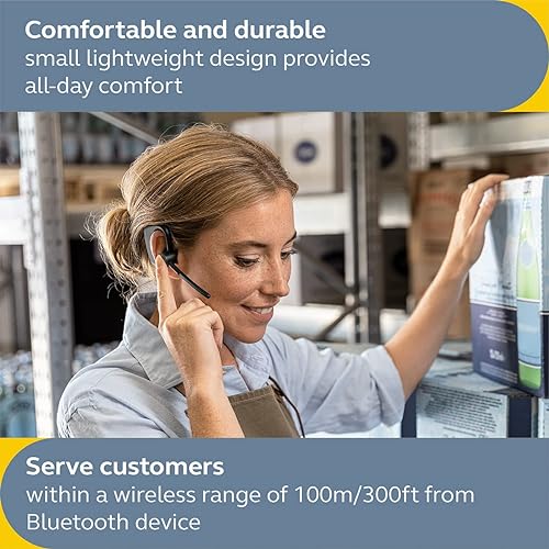 Jabra Perform 45 Ear Hook Mono Bluetooth Headset - Advanced Ultra-Noise-Cancelling Microphone, Push-to-Talk Functionality, Face2Face Mode and Discreet Design - Black