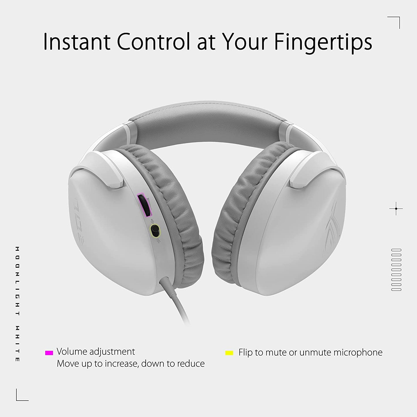 ASUS ROG Strix Go Core Moonlight White Gaming Headset | Hi-Res Audio, 3.5mm Jack, Volume and Mic Control, Lightweight Build, Compatible with PC, PS5, Xbox One, Nintendo Switch and Mobile Devices Strix Go Core Moonlight (Wired)