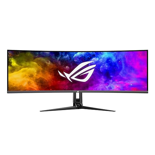 ASUS ROG Swift 49” Curved QD-OLED Gaming Monitor (PG49WCD) - Dual QHD 32:9 (5120x1440), 144Hz, 0.03ms, G-SYNC Compatible, Custom Heatsink, Uniform Brightness, Smart KVM, 90W USB-C PD, DisplayHDR 400