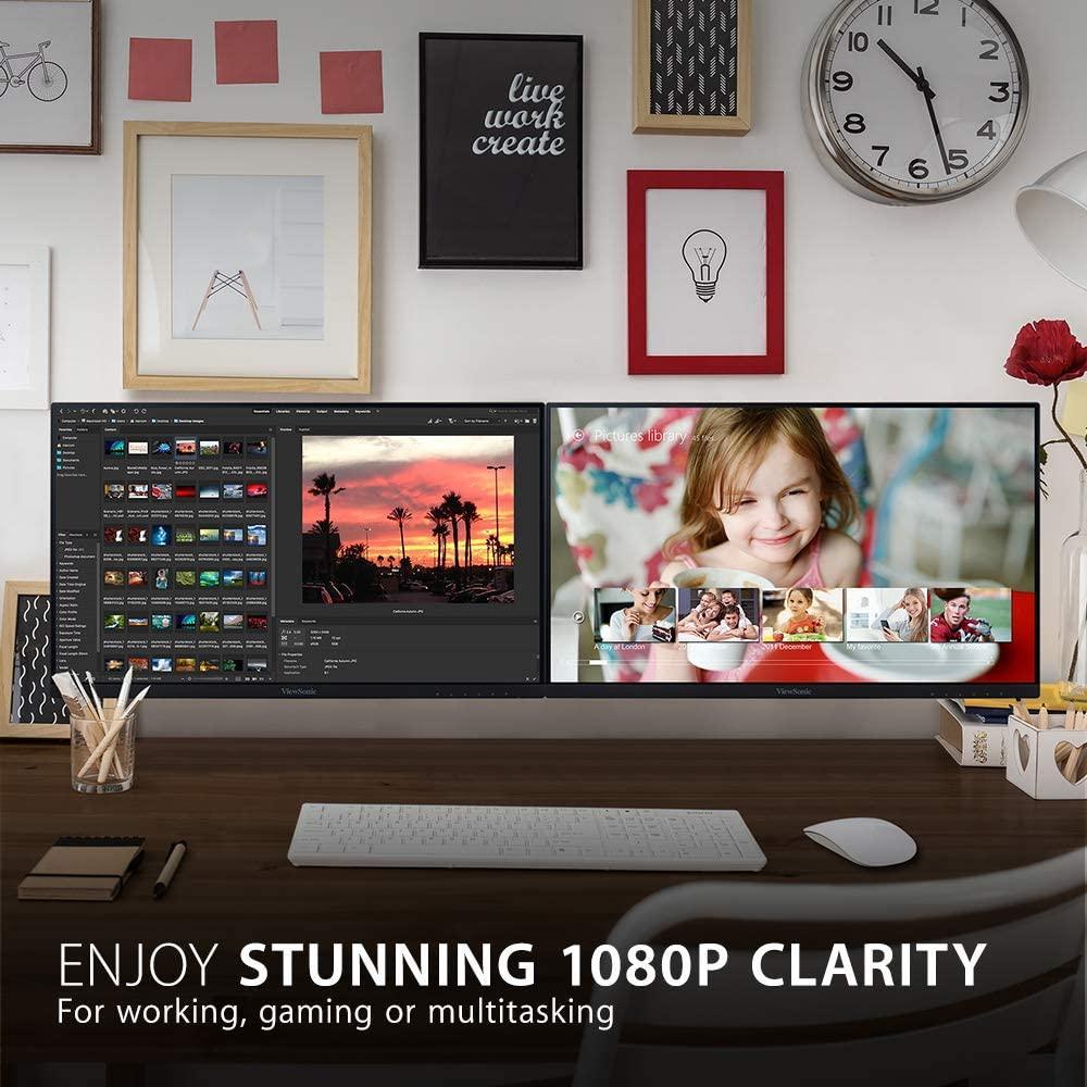 ViewSonic VA2256-MHD_H2 Dual Pack Head-Only 1080p IPS Monitors with Ultra-Thin Bezels, HDMI, DisplayPort and VGA for Home and Office 22-Inch Dual Pack