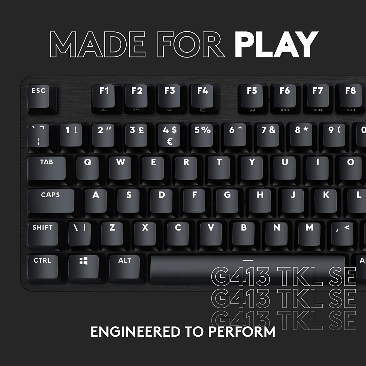 Logitech G413 TKL SE Mechanical Gaming Keyboard - Compact Backlit Keyboard with Tactile Mechanical Switches, Anti-Ghosting, Compatible with Windows, macOS - Black Aluminum G413 TKL SE Keyboard Only