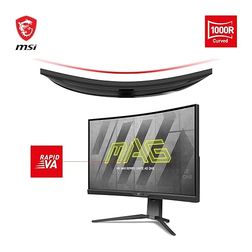 MSI MAG325CQRF QD, 31.5 Gaming Monitor | 2560 x 1440 (QHD) Rapid VA with Quantum Dot | 1 ms | 170Hz | FreeSync Premium | HDR Ready | 1000R | HDMI | DisplayPort | Tilt and Height Adjustable
