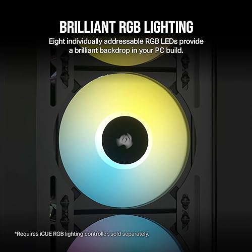 Corsair iCUE AF120 RGB Elite 120mm PWM Fan - Eight RGB LEDs - AirGuide Technology - Fluid Dynamic Bearing - Zero RPM Fan Mode - CORSAIR iCUE Software Compatible - Black