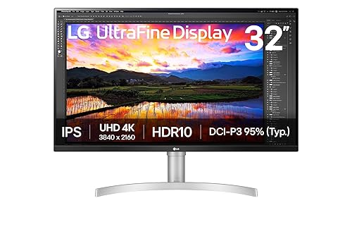 LG UHD IPS Monitor 32” UHD (3840 x 2160) Display, DCI-P3 95% Color Gamut, 3-Side Virtually Borderless Display, Height/Tilt Adjustable Stand, Built-in Speaker, 32UN650K-W, White Height Adjustable White 32"