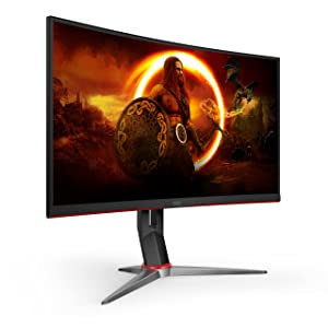 AOC CQ32G2S 32" Curved Frameless Gaming Monitor 2K QHD, 1500R Curved VA, 1ms, 165Hz, FreeSync, Height adjustable, 3-Year Zero Dead Pixel Guarantee 32 inch | 2K QHD 165Hz 1ms