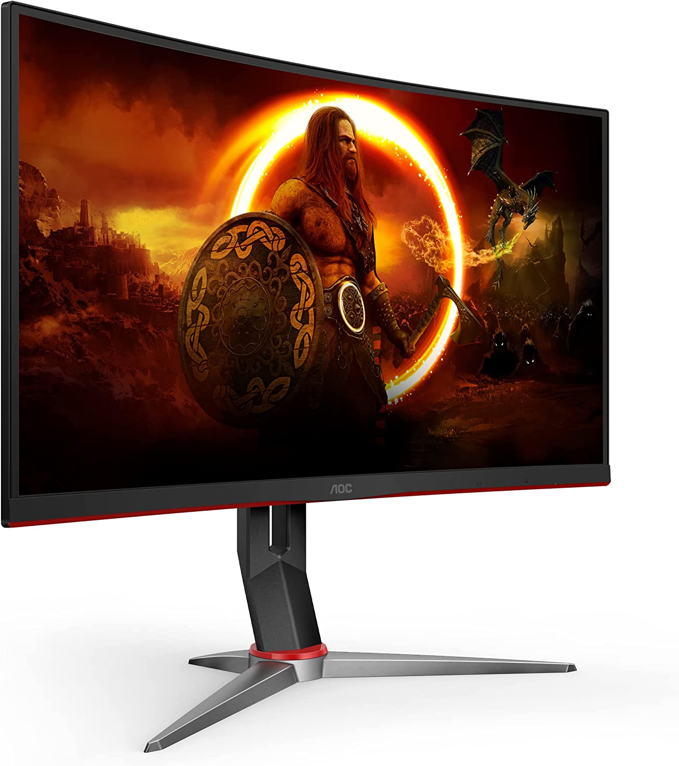 AOC C32G2 32" Curved Frameless Gaming Monitor FHD, 1500R Curved VA, 1ms, 165Hz, FreeSync, Height adjustable, 3-Year Zero Dead Pixel Policy, Black