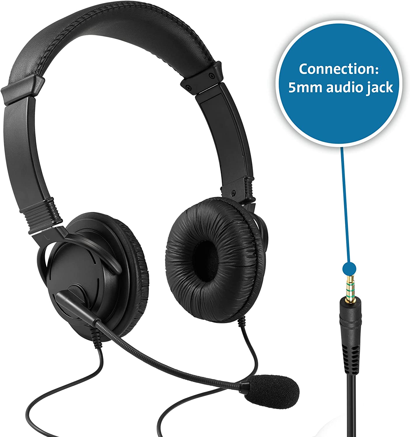 Kensington Hi-Fi Headphones with Microphone (K97603WW), Black, Universal