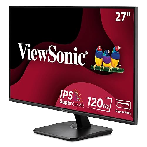 ViewSonic VA2756A-MHD 27 Inch IPS 1080p Monitor with 120Hz, Eye Care, HDMI, DisplayPort, and VGA Inputs for Home and Office Single 27-Inch FHD