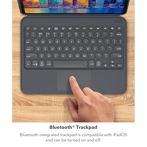 ZAGG - Pro Keys Wireless Keyboard with Trackpad and Detachable Case - Compatible with The Apple iPad 10.2"(Gen 7,8,9) - Charcoal iPad 10.2" w/ Trackpad