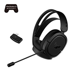 ASUS TUF Gaming H1 Wireless Headset | Discord Certified Mic, 7.1 Surround Sound, 40mm Drivers, 2.4GHz, USB-C, Lightweight, 15 Hour Battery Life, for PC, Mac, Switch, Mobile Devices, PS4, PS5 - Black