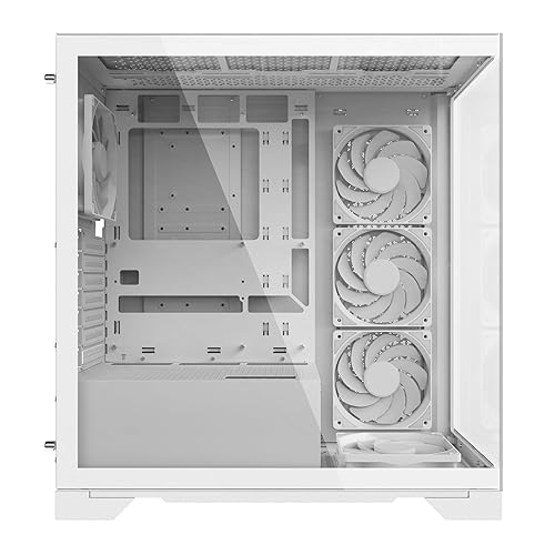 XPG Invader X Mid-Tower Gaming ATX PC Case with Panoramic View, Tempered Glass Panels, and RGB Lighting White (INVADERXMT-WHCWW)
