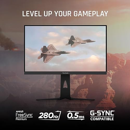 ViewSonic XG2536 25 Inch 1080p IPS Gaming Monitor with 280Hz, 0.5ms, FreeSync Premium, NVIDIA G-Sync Compatible, RGB Lighting, Advanced Ergonomics, HDMI, DP and 65W USB-C Inputs 25-Inch FHD