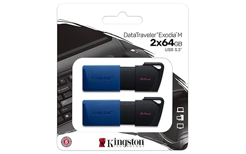 Kingston Technology 64gb Dt Exodia M Usb3.2 Gen 1 29 (black + Blue) 2 Pieces