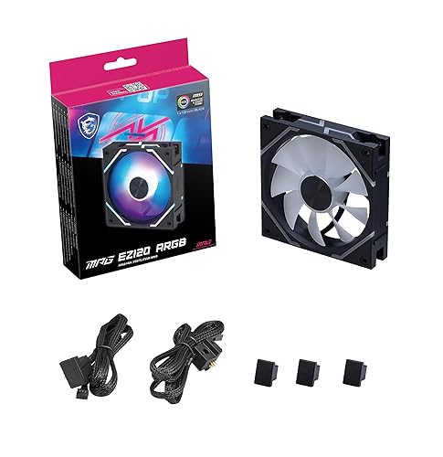 MSI MPG EZ120 ARGB-1B Fan - 120mm ARGB Fan, Fluid Dynamic Bearing with Extra nut Fixing, Mystic Light & Cooling Wizard Support with MSI motherboards, 1900RPM, 2 Years Warranty