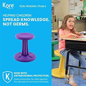 Kore design Kore Kids Pre-Teen Wobble Chair - Flexible Seating Stool for Classroom, Home & School, ADD/ADHD - Made in The USA - Age 10-11, Grade 5-6, Purple (18.7in) Purple Pre-Teen (18.7in Tall)