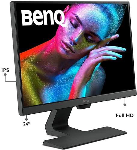 BenQ GW2480 24 Inch IPS 1080P FHD Computer Monitor with Built In Speakers, Proprietary Eye-Care Tech, Adaptive Brightness for Image Quality, Ultra-Slim Bezel and Edge to Edge Display, Black 24 Inch 60 Hz | FHD | IPS